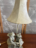 1970s Ceramic Vintage Dancing Frogs Table Lamp with Shade