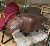 Small Leather Hippo Style Ottoman