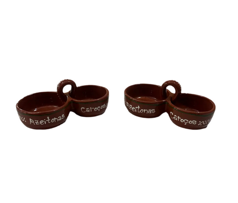 Pair of Ceramic Brown Olive Spanish Serving Bowls