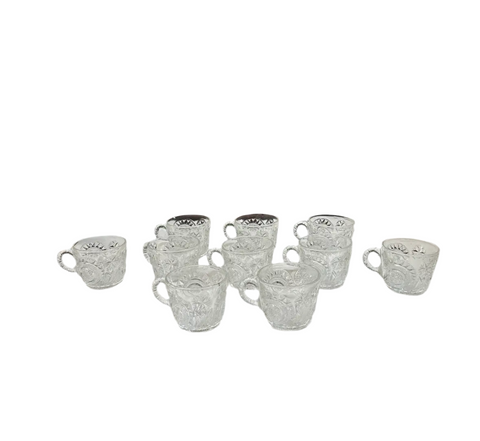 1970s Collection of Small Glass Cups With Sun Designs- Set of 10
