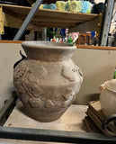 Large Sculptural Vase/Planter With Foliage Accents
