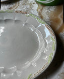 1970s White Ceramic Oval Platter With Wheat Details on Rim