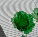 Collection of Green Glass Leaf Dishes- Set of 4