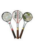 Trio of Vintage Metal Wilson Tennis Rackets and Cover