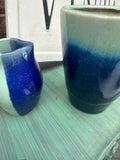 Pair of Blue Two-Toned Pottery Vases