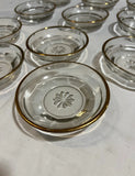Collection of Gold Rimmed Glass Dishes With Etched Star Design- Set of 11