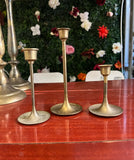 Trio of Simple Brass Skinny Candlestick Holders