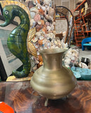 1950s South American Solid Brass Footed Minimalist Style Vase