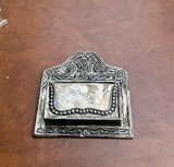 Small Silver Etched Business Card Holder/Office Decor