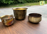 Trio of Vintage Small Brass and Silver Planters
