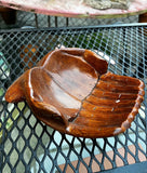 Vintage Wooden Hands Offering Bowl Catchall