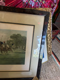 Vintage Large Framed Polo Horses Print, Signed