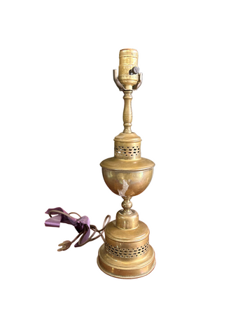 1970s Vintage Lace Brass Table Lamp