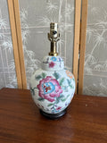 Vintage Hand Painted Table Lamp with Pink Peony Accents