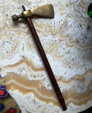 Brass Mid Century Axe With Wooden Handle