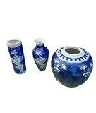 Instant Collection of Blue and White Round and Skinny Vases- Set of 3