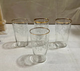 Collection of Gold Rimmed Glasses With Grape Details- Set of 4