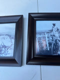 Pair of Small Black Frames With Vintage Farmer Print