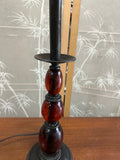 Modern Amber Colored Glass Black Metal Table Lamp