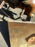 Vintage Portrait Painting of a Woman on Canvas, Signed by the Artist