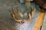 Rare Wooden Hand Carved Hands Table Skirted Base