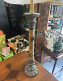 Pair of Vintage Metal Work Table Lamps With Leaf Accents
