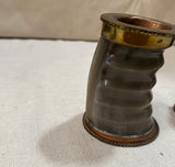 Pair of Animal Horn and Brass Cups