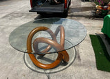 Wooden Knot Dining Table With Glass Top