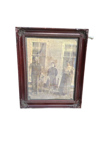 Vintage Photo in Detailed Wooden Frame