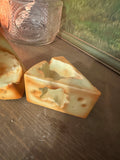 Pair of Ceramic Cheese Block Salt and Pepper Shakers