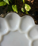 1970s Milk Glass Gold Rimmed Deviled Egg Platter