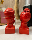 Pair of Red Asian Busts