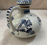 Blue and White Delft Holland Ceramic Jar With Handle and Lid