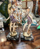 Pair of Ceramic Italian Ballerina Figurines With Marble Bases