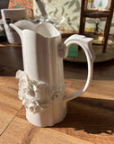 White Ceramic Floral Vintage Pitcher