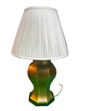 Large Vintage Brass Table Lamp With White Lampshade