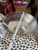 Pair of Gold Accent Greek Key Serving Glass Bowls