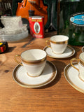 Collection of Small Greek Key Teacups and Saucers- 10 Pieces Total