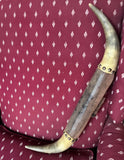 Vintage Horns and Leather Wall Hanging With Studded Details