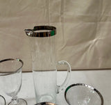 Collection of Silver Rimmed Glasses With Matching Pitcher- Set of 8