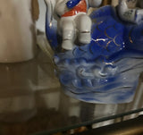 Blue and White Asian Children Ceramic Sculpture