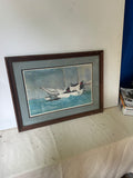 Signed and Framed Seascape Painting of Boat