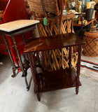 Small Vintage Wooden Rectangular Side Table With Low Shelf