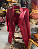 Red Leather Trench Coat Style Jacket- R2R Size L