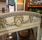Large Vintage Table Mirror With Blue and Gold Accents
