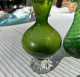 Trio of Green Glass Vases