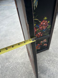Vintage Black Hand Painted Screen With Floral and Textile Details