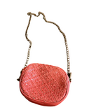 Red Woven Anthropology Crossbody Purse With Chain Strap