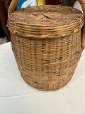 Handmade Vintage Large Wicker Basket With Matching Lid
