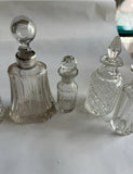 Vintage Collection of Miniature Glass Perfume Bottles With Silver Accents- Set of 6